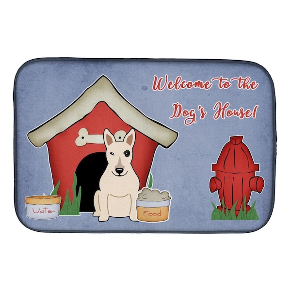 Carolines Treasures Dog House Collection Bull Terrier White Dish Drying Mat - BB2892DDM