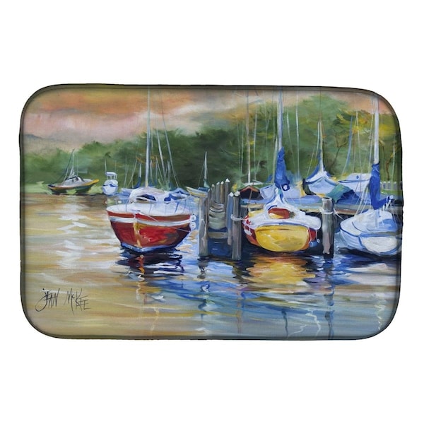 Carolines Treasures Up the Creek Sailboat Dish Drying Mat - JMK1086DDM