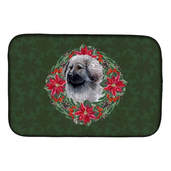 Carolines Treasures Moscow Watchdog Poinsetta Wreath Dish Drying Mat - CK1539DDM
