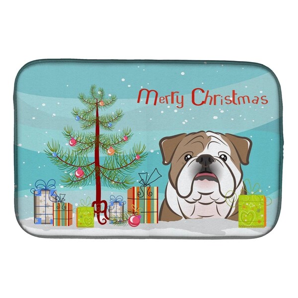 Carolines Treasures Christmas Tree & English Bulldog Dish Drying Mat - BB1591DDM