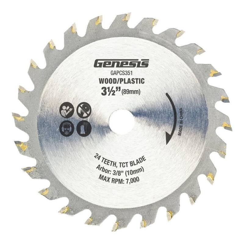 Génesis 3-1/2 pulgadas 24 Dientes Hoja de Sierra Circular con Punta de Carburo de Tungsteno para Madera y Plástico - GAPCS351
