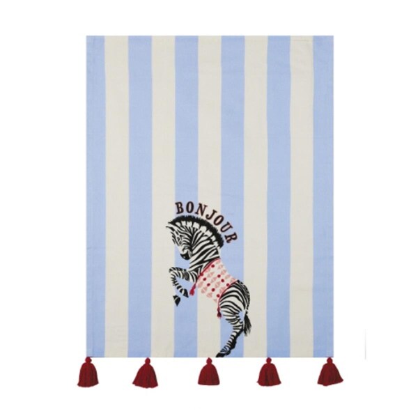 Tarifa 18 x 25 in. Zebra Bonjour with Tassels Kitchen Towel, 4PK - TA3691235