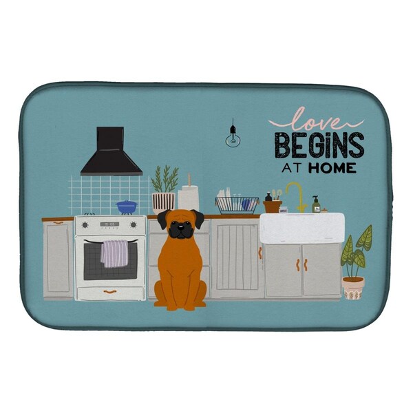 Carolines Treasures 14 x 21 in. Fawn Boxer Kitchen Scene Dish Drying Mat - CK7819DDM