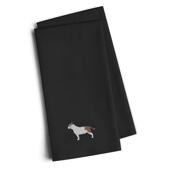 Carolines Treasures Bull Terrier Black Embroidered Kitchen Towel, Set of 2 - BB3478BKTWE