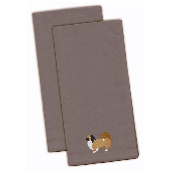 Carolines Treasures Pekingese Gray Embroidered Kitchen Towel - BB3438GYTWE