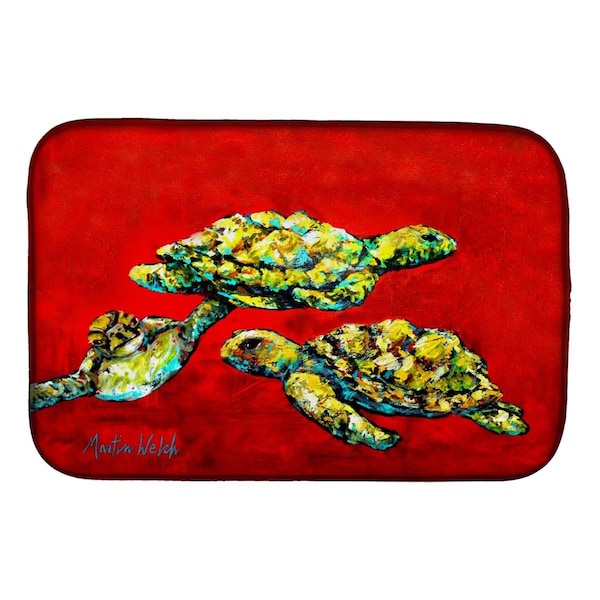 Carolines Treasures Drifting Home Turtles Dish Drying Mat - MW1274DDM