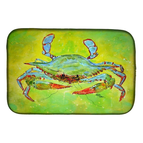 Carolines Treasures Bright Green Blue Crab Dish Drying Mat - 8357DDM