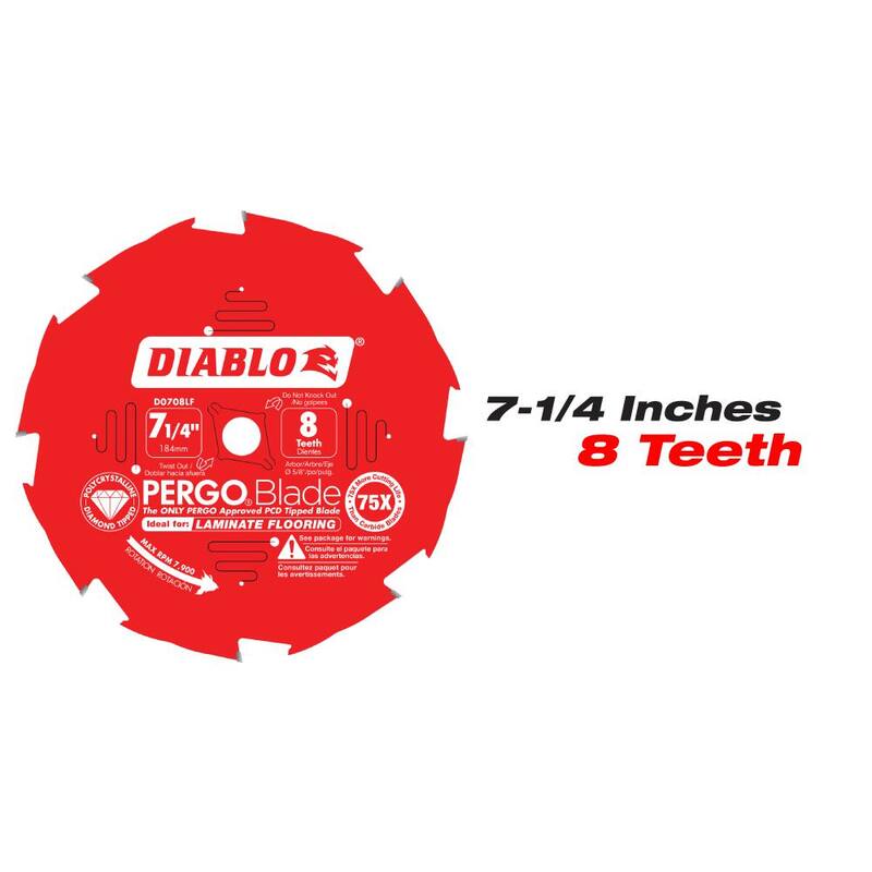 DIABLO 7-1/4 pulg. x 8 dientes y 12 pulg. x 16 dientes (PCD) Hojas de sierra circular para pisos laminados PERGO (2 hojas) - D07081216LF2GS