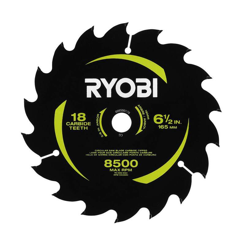 RYOBI Hoja de Sierra Circular de Carburo de 6-1/2 pulgadas, 18 dientes, con Corte Delgado - A066101