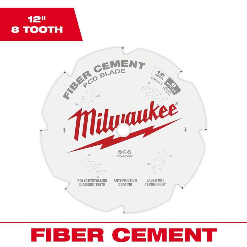 Serrucho para cortar fibrocemento de 12 pulgadas con 8 dientes de diamante policristalino (PCD) - 48-40-7020 de Milwaukee.