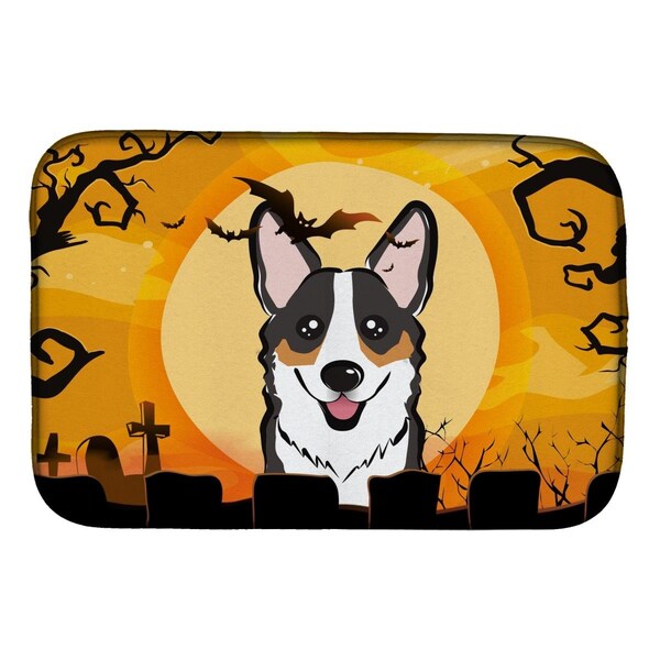 Carolines Treasures Halloween Tricolor Corgi Dish Drying Mat - BB1813DDM