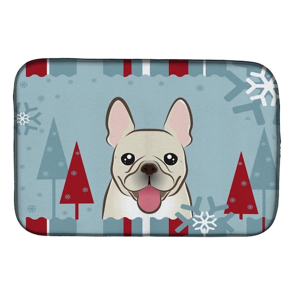 Carolines Treasures Winter Holiday French Bulldog Dish Drying Mat - BB1734DDM