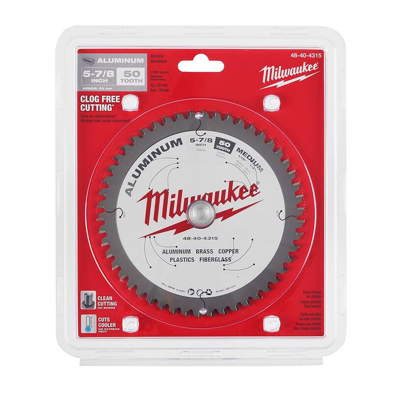 Disco de sierra circular para corte de aluminio con dientes de carburo de 5-7/8 pulgadas x 50 Milwaukee - 48-40-4315