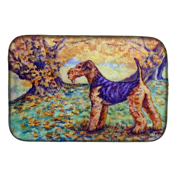 Carolines Treasures Autumn Airedale Terrier Dish Drying Mat - 7343DDM