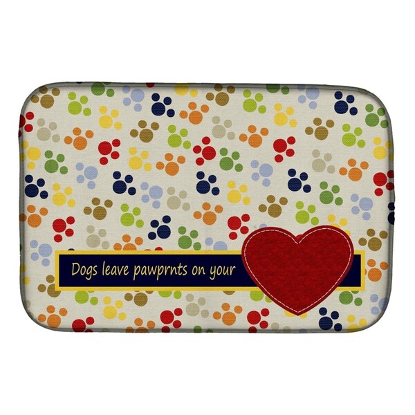 Carolines Treasures Dogs Leave Pawprints on Your Heart Dish Drying Mat - SB3054DDM