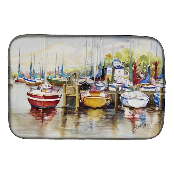 Carolines Treasures Paradise Yacht Club II Sailboats Dish Drying Mat - JMK1064DDM