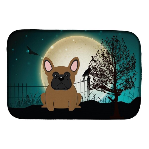 Carolines Treasures Halloween Scary French Bulldog Brown Dish Drying Mat - BB2203DDM