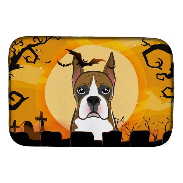 Carolines Treasures Halloween Boxer Dish Drying Mat - BB1781DDM