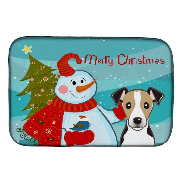 Carolines Treasures Snowman With Jack Russell Terrier Dish Drying Mat - BB1881DDM