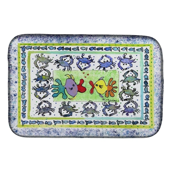 Carolines Treasures Kissing Fish Dish Drying Mat - 8073DDM