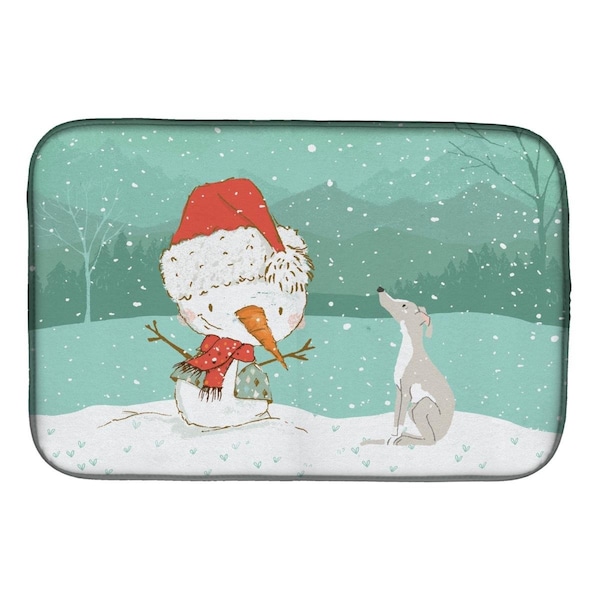 Carolines Treasures Italian Greyhound Snowman Christmas Dish Drying Mat - CK2089DDM