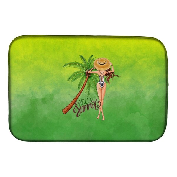 Carolines Treasures Hello Summer Lady in Swimsuit Dish Drying Mat - BB7452DDM