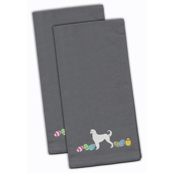 Carolines Treasures Afghan Hound Easter Gray Embroidered Kitchen Towel - CK1592GYTWE