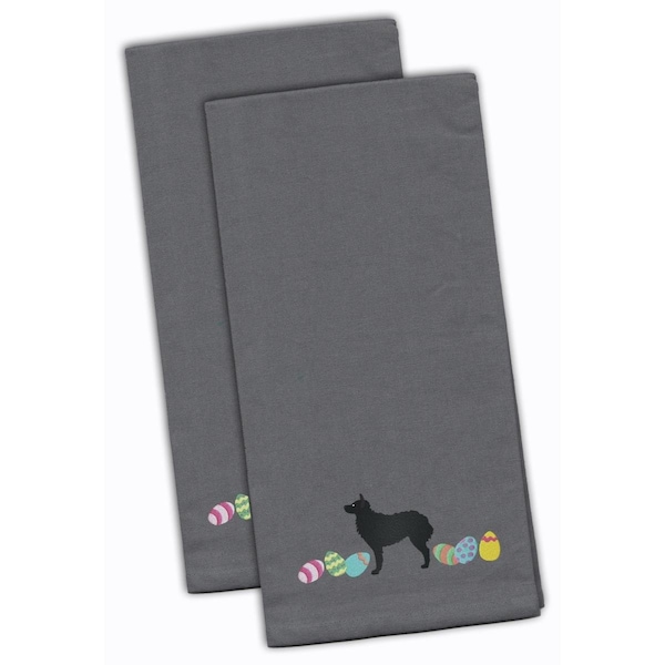 Carolines Treasures Croatian Sheepdog Easter Gray Embroidered Kitchen Towel - CK1630GYTWE