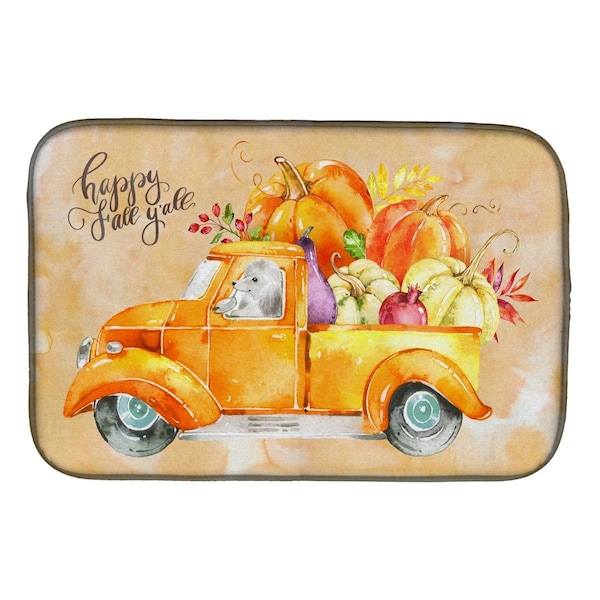 Carolines Treasures Fall Harvest White Poodle Dish Drying Mat - CK2678DDM