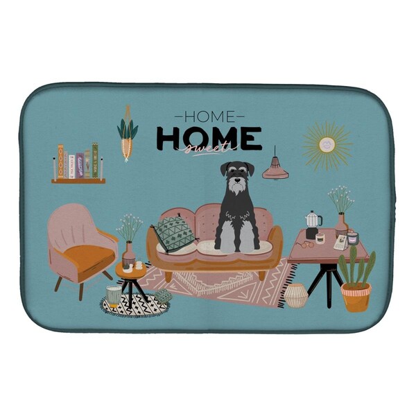 Carolines Treasures 14 x 21 in. Black Grey Standard Schnauzer Sweet Home Dish Drying Mat - CK7879DDM