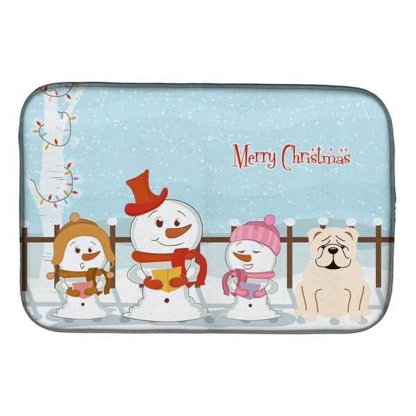 Carolines Treasures Merry Christmas Carolers English Bulldog White Dish Drying Mat - BB2454DDM