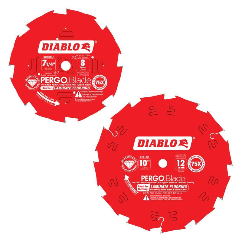 DIABLO 7-1/4 in. x 8 Dientes y 10 in. x 12 Dientes (PCD) Cuchillas de Sierra Circular para Piso Laminado PERGO (2 Cuchillas) - D07081012LF2GS