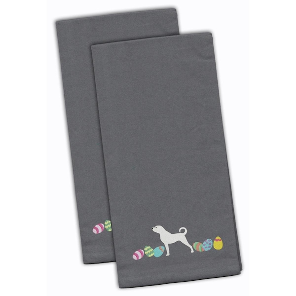 Carolines Treasures Anatolian Shepherd Easter Gray Embroidered Kitchen Towel - CK1599GYTWE
