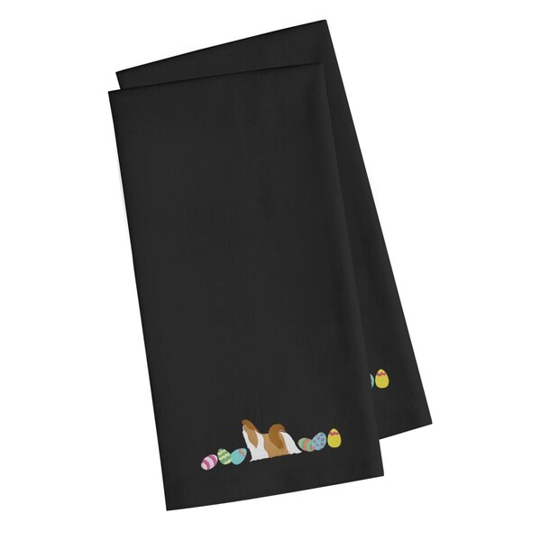 Carolines Treasures Shih Tzu Easter Black Embroidered Kitchen Towel - CK1686BKTWE