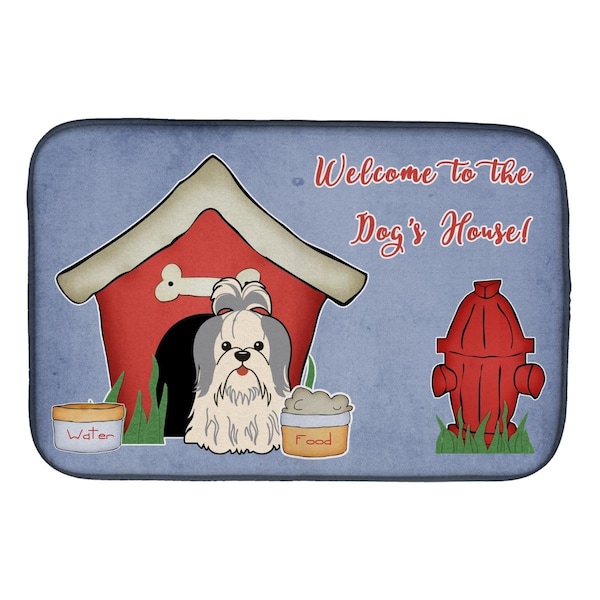 Carolines Treasures Dog House Collection Shih Tzu Silver & White Dish Drying Mat - BB2839DDM