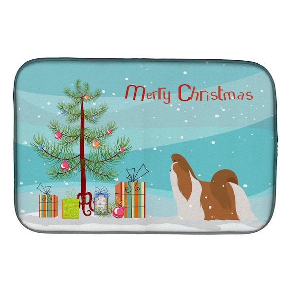 Carolines Treasures Shih Tzu Merry Christmas Tree Dish Drying Mat - BB2964DDM