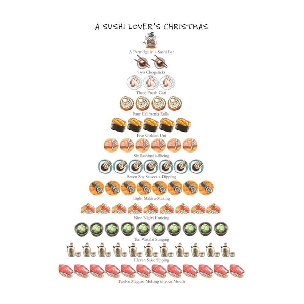 Tarifa 18 x 26 in. A Sushi Lovers Christmas Kitchen Towel, 6PK - TA3685861
