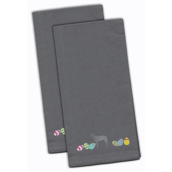 Carolines Treasures Irish Wolfhound Easter Gray Embroidered Kitchen Towel - CK1653GYTWE