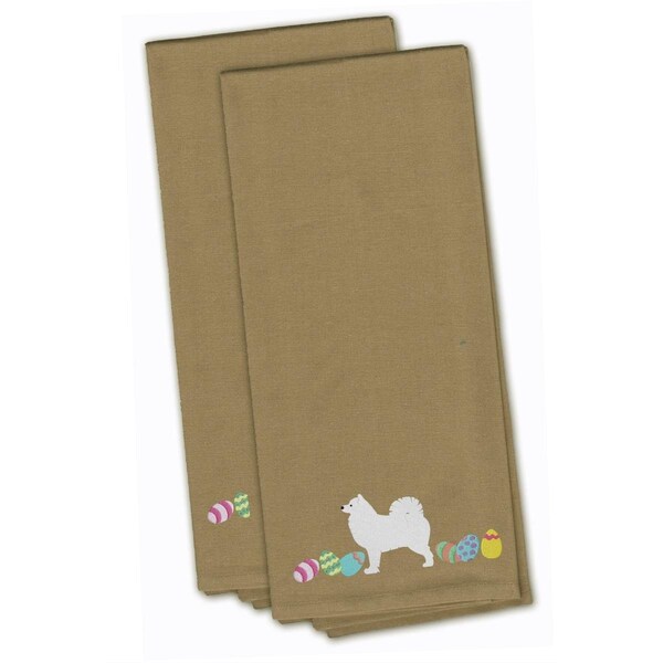 Carolines Treasures Samoyed Easter Tan Embroidered Kitchen Towel - CK1681TNTWE