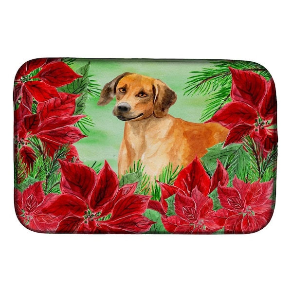 Carolines Treasures Rhodesian Ridgeback Poinsettas Dish Drying Mat - CK1324DDM