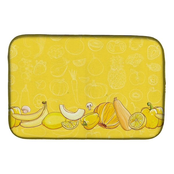 Carolines Treasures Fruits & Vegetables in Yellow Dish Drying Mat - BB5134DDM
