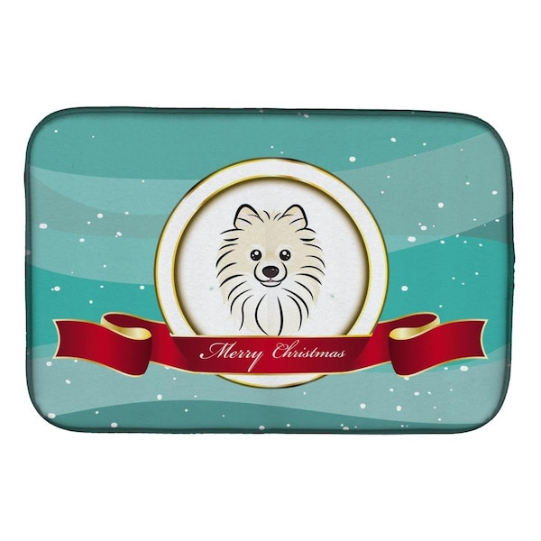 Carolines Treasures Pomeranian Merry Christmas Dish Drying Mat - BB1517DDM