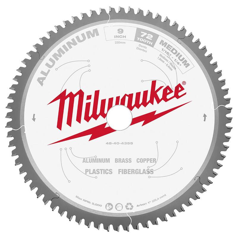 Milwaukee 9 pulgadas x 72 dientes de carburo Hoja circular para cortar aluminio - 48-40-4355