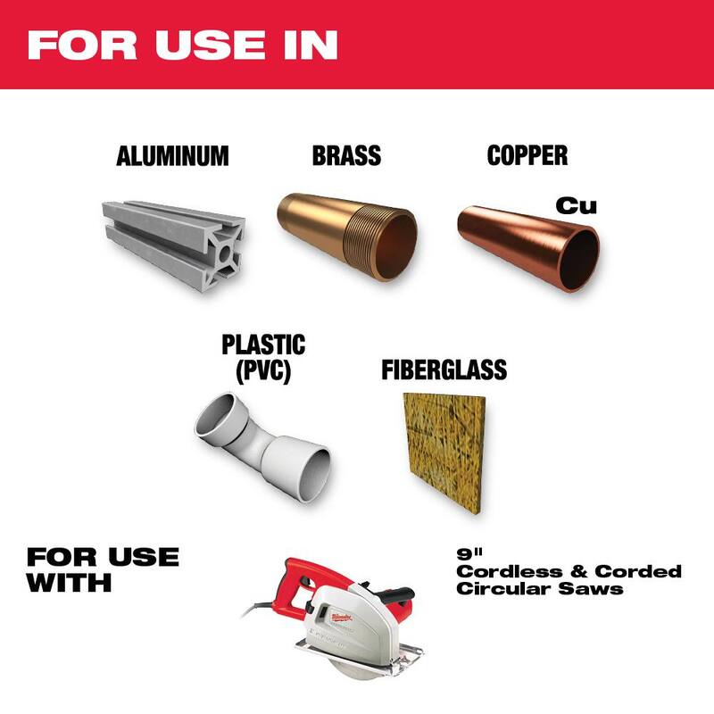 Milwaukee 9 pulgadas x 72 dientes de carburo Hoja circular para cortar aluminio - 48-40-4355