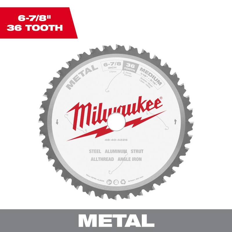 Hoja de sierra circular de corte de metal con dientes de carburo de Milwaukee de 6-7/8 pulgadas x 36 - 48-40-4225