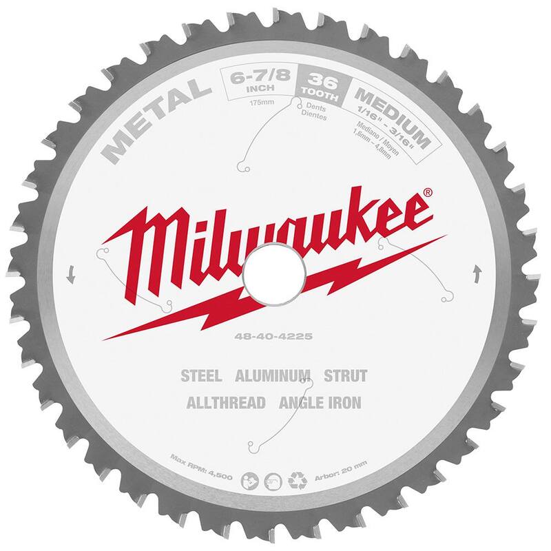 Hoja de sierra circular de corte de metal con dientes de carburo de Milwaukee de 6-7/8 pulgadas x 36 - 48-40-4225
