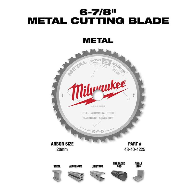 Hoja de sierra circular de corte de metal con dientes de carburo de Milwaukee de 6-7/8 pulgadas x 36 - 48-40-4225