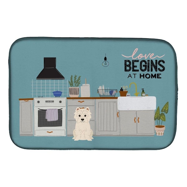 Carolines Treasures 14 x 21 in. Westie Kitchen Scene Dish Drying Mat - CK7746DDM