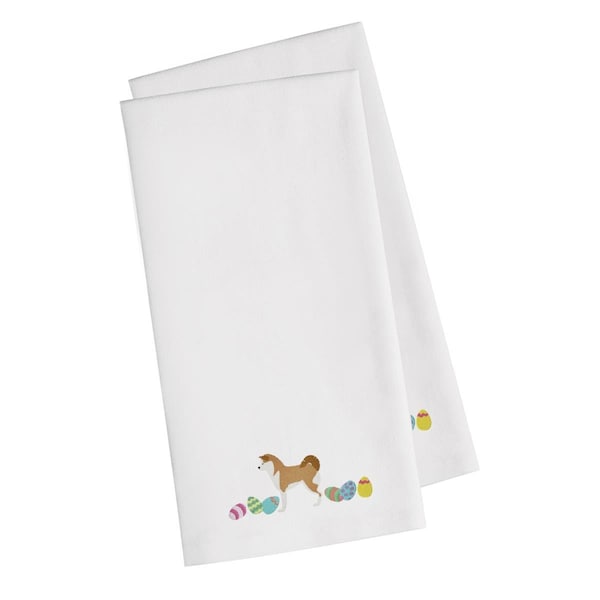 Carolines Treasures Akita Easter White Embroidered Kitchen Towel - CK1595WHTWE