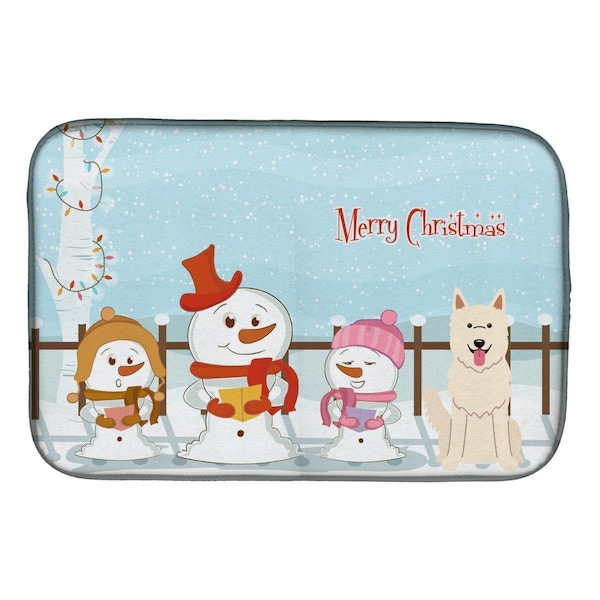 Carolines Treasures Merry Christmas Carolers White German Shepherd Dish Drying Mat - BB2376DDM